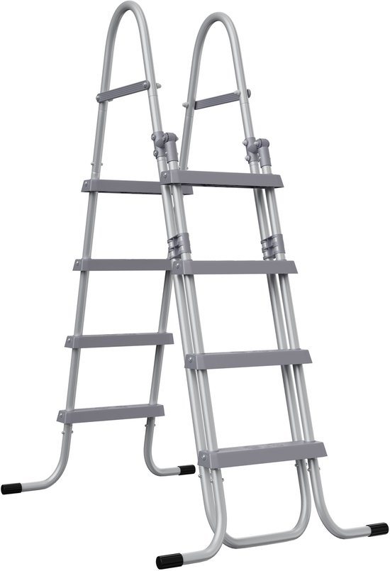 NAIZY Zwembadtrap 4 treden 160 cm hoog veiligheidsladder zwembadtrap opvouwbaar met kunststof pedalen en antislipvoetjes instaptrap voor opzetzwembaden, U09