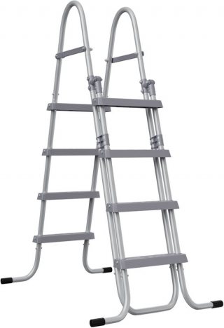 NAIZY Zwembadtrap 4 treden 160 cm hoog veiligheidsladder zwembadtrap opvouwbaar met kunststof pedalen en antislipvoetjes instaptrap voor opzetzwembaden, U09