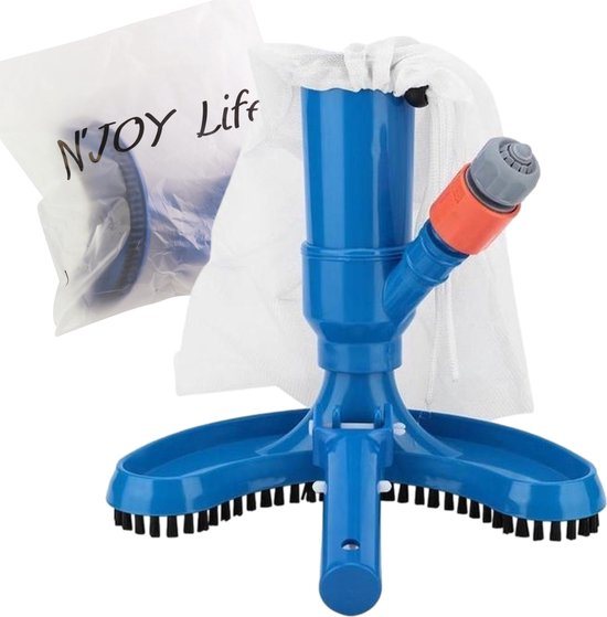 N'JOY Life - Zwembad Stofzuiger - Bodemzuiger met herbruikbaar Filter - voor op Tuinslang - Gebogen voet - Zwembad stofzuiger geschikt voor Opzetzwembad / Opblaasbare Spa / Zwembad / Jacuzzi