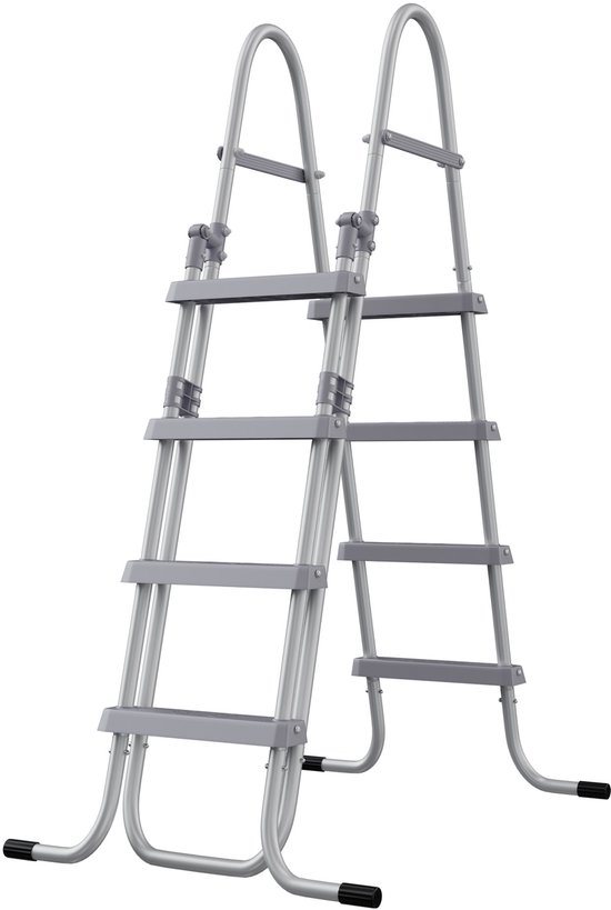 Aufun Veiligheidsladder Zwembadladder, Zwembadladder 4 Treden, Instapladder Zilver Tot 150 Kg Draagvermogen, Veiligheidsladder Antislip, Inbouwladder Voor Zwembad, Zwembad