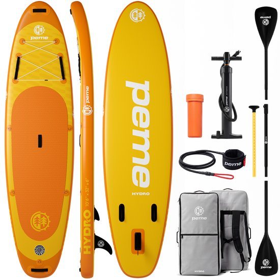 PEME SUP 320 - SUP Board Opblaasbaar - Paddle Board - Complete Set - Max. 150 kg - 320x81cm - Bright Sun