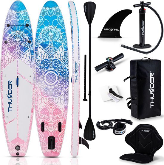 THUNDER AURORA SUP Board Opblaasbare 350 cm met Kajakstoel – Complete Set met Pomp, Peddel & Accessoires