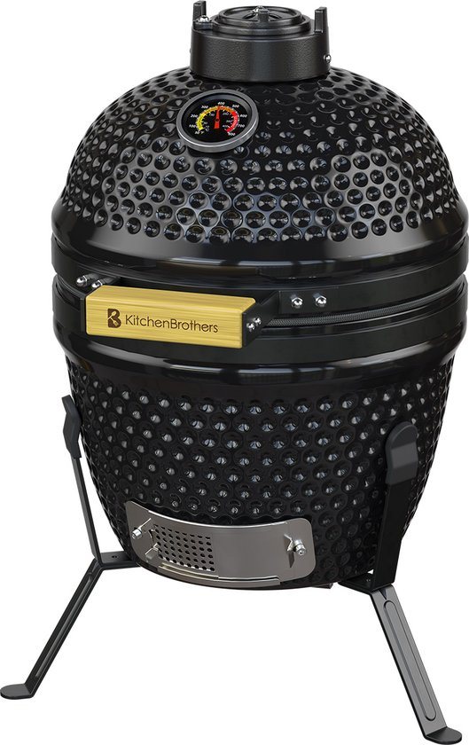 KitchenBrothers Kamado BBQ - BPA en PFAS Vrij - 13 Inch Houtskool Barbecue - 27⌀ cm - Egg BBQ - Zwart