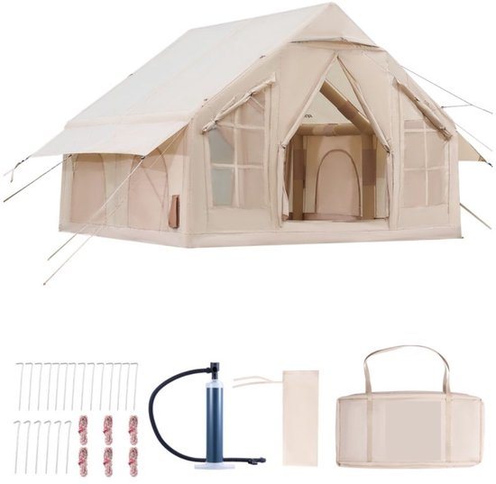 Serolux Luxe Glamping Tent opblaasbaar - 4-6 personen - waterdicht - beige
