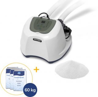 Intex zoutwatersysteem middel + zout | Zwembaden tot 20.000 liter | Voordeelpakket | Inclusief 60 kg zout
