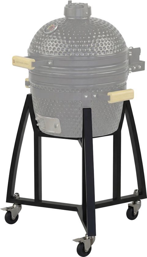 KitchenBrothers Kamado BBQ Onderstel - Voor 41⌀ cm - Geschikt voor 16 inch KitchenBrothers Kamado - 102 cm Hoogte - Met Wielen en Rem - Zwart