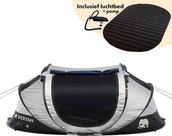 Deryan Cocoon Pop Up Tent - Luchtbed - Luchtpomp - 2 persoons - Zilver