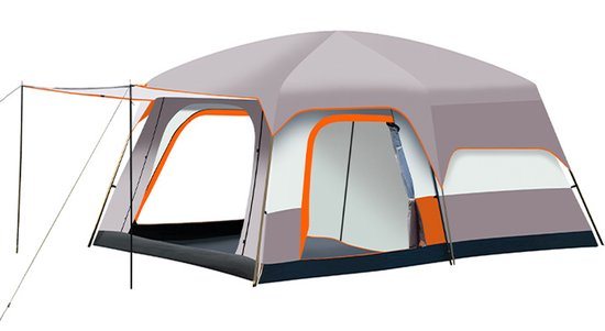 Luxe Familietent 8-12 Personen – Grote Waterdichte Tent met 2 Kamers & 1 Leefruimte – 2-Laags Outdoor Kampeertent –Tunneltenten met Draagtas – Snel Opzetbaar –Outdoor Tent – Beige