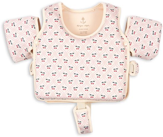 Konges Sløjd Hollis Zwemvest met afneembare zwemvleugels - Cherry Pink Motif - Maat 1-2 jaar