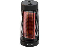 BRASQ Elektrische Terrasverwarmer staand – Tafelmodel - 1200 watt - 2 Warmtestanden – met Zwenkfunctie - Infrarood Heater – Spatwaterdicht - Verwarming Voor Binnen en Buiten - Zwart