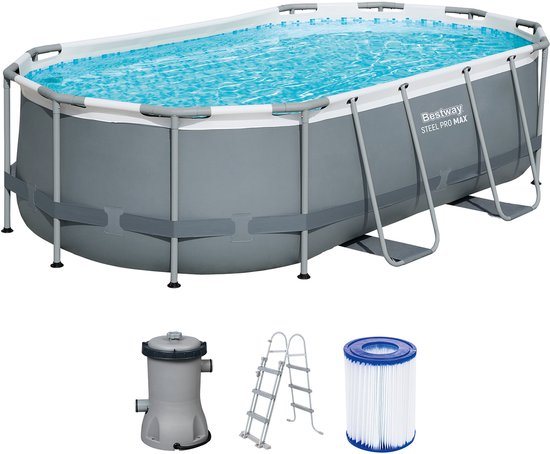 427 x 250 x 100 cm Bestway Power Steel Zwembad Set Ovaal