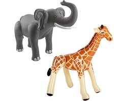Folat Opblaasdieren - olifant en giraffe - safari thema - kunststof